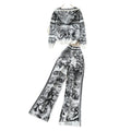 European and american fashion suit women's autumn and winter classy loosecasual hooded printingknittingoutwearhigh waistloose pants