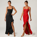 C7690 cross-border   fashion women's elegant sexy slit hem dress