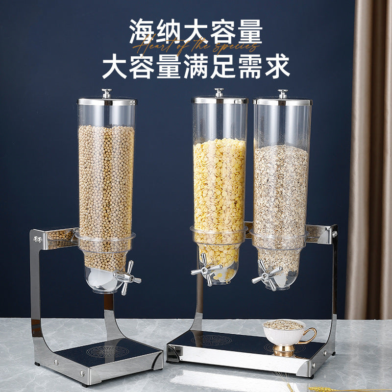 Stainless steel cereal dispenser - grain dispenser - food cereal dispenser - hotel buffet restaurant oatmeal & cereal storage bucket