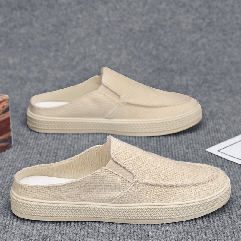 Canvas shoes for men summercasual lazy one-leg half-drag men's old beijing thousand-layer bottom cloth shoes trendy shoes spring & fall