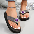 Rhinestone flip-flops cross-border new popular outwear summer women's shoes thick sole non-slip beach flip-flops women's sandals