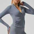 Women's slim-fit fleece yoga top & cardigan set - long sleeve activewear for pilates, workout, and yoga