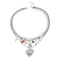 Multi-layered love necklace wholesale european and american cross-border retro pendant fashion key cherry stacked clavicle chain women's necklace