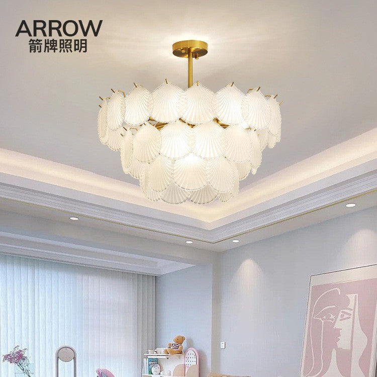 [New Product] Light Luxury Living Room Nordic Chandelier Modern Simple Atmosphere Crystal Dining Room Shell Light French Bedroom Light