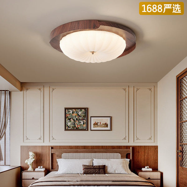 [Strict selection] Ceiling lamp antique retro walnut pattern lamp Guangdong Zhongshan Japanese-style wabi-sandy wind room lamp
