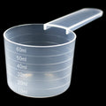 Plastic measuring spoon 60ml milliliters plastic mask feed fertilizer pesticide laundry detergent powder measuring spoon filled with water 60g grams
