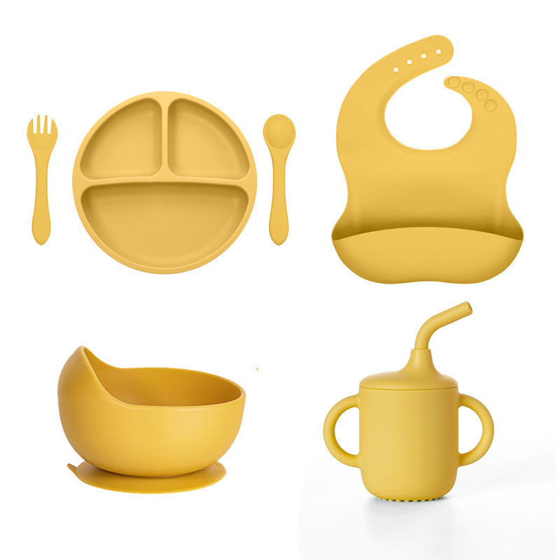 Children's Grid Silicone Plate, BPA Silicon Free Children's Gift Tableware Feeding Set Three Grid Plate