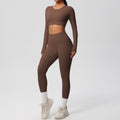 Ready-to-ship, solid-color, double-sided nylon brushed fabric, barely-there feel, form-fitting activewear yoga set for running and fitness, two-piece