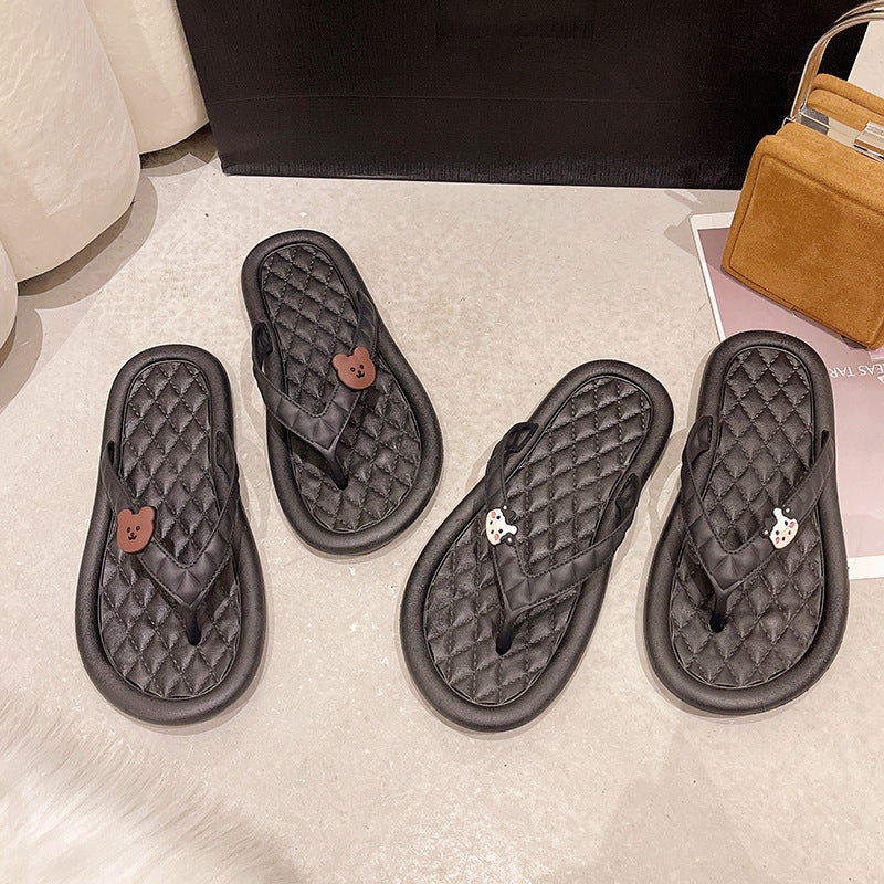Women's flip-flops - non-slip beach sandals, cute & fun, perfect for vacation, flat, cartoon design, summer outdoor wear