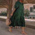 retrodress sundress puff sleeves polka dot printing summer casual plus size women's suit