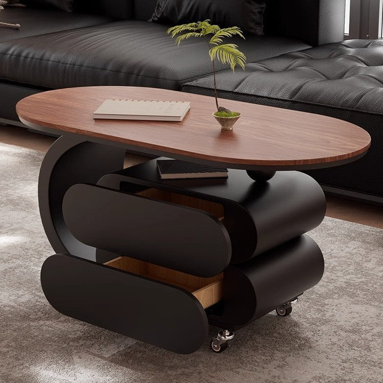 Luxury italian rock slab mobile coffee table - modern minimalist creative coffee table for small apartments and living rooms