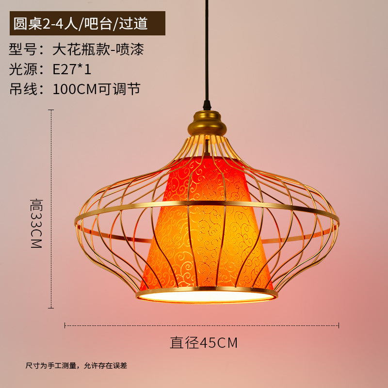 Chinese-style national tide chandelier Chinese-style round lantern lantern fixture Hot pot restaurant restaurant restaurant box booth with spotlight
