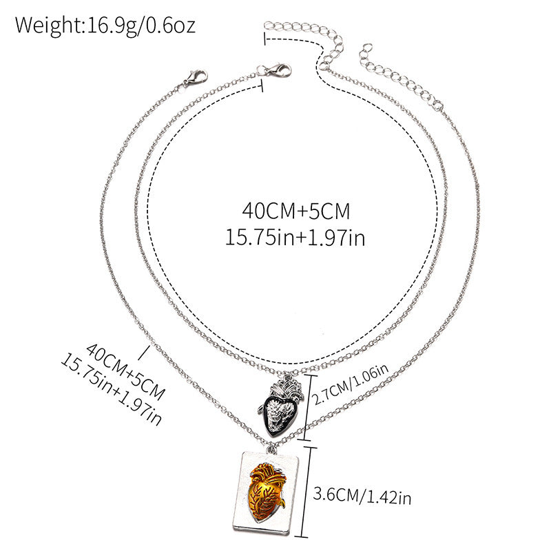 Wholesale couple necklaces - european & american cross-border personalized creative jewelry - women's gold & silver heart hip hop valentine's day gift necklaces