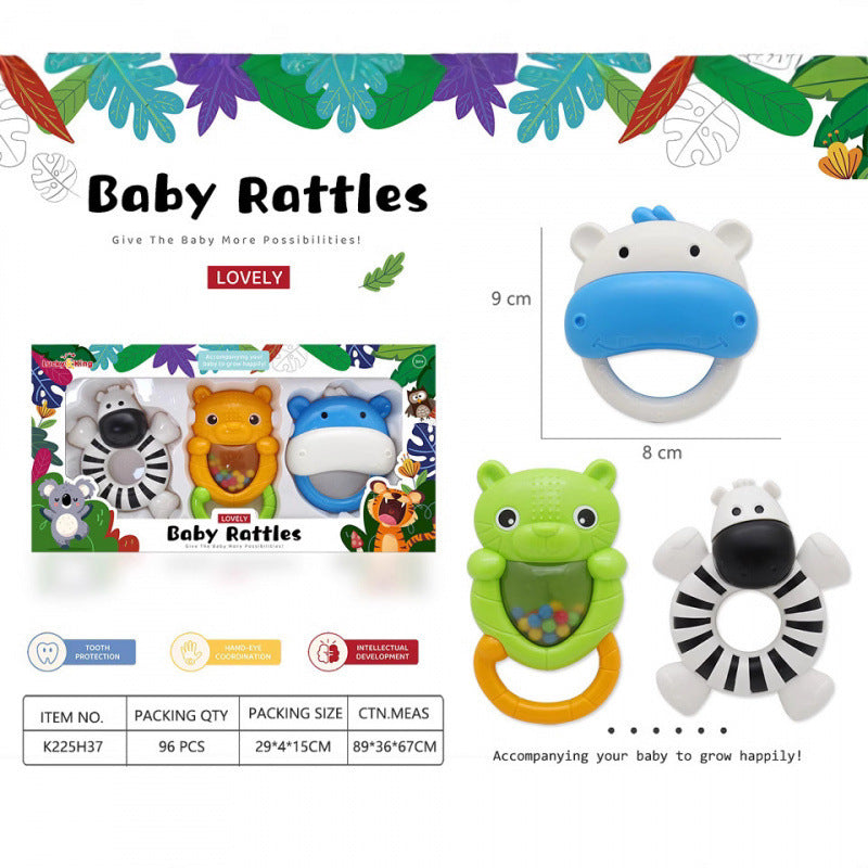 Cross-border export baby toys 0-1 years old gift box rattle set newborn baby soothing hand crank grip puzzle