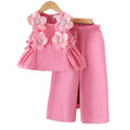 Kids clothing cross-border exclusive for european and american girls new arrival children's pink vest + pants baby children's clothing