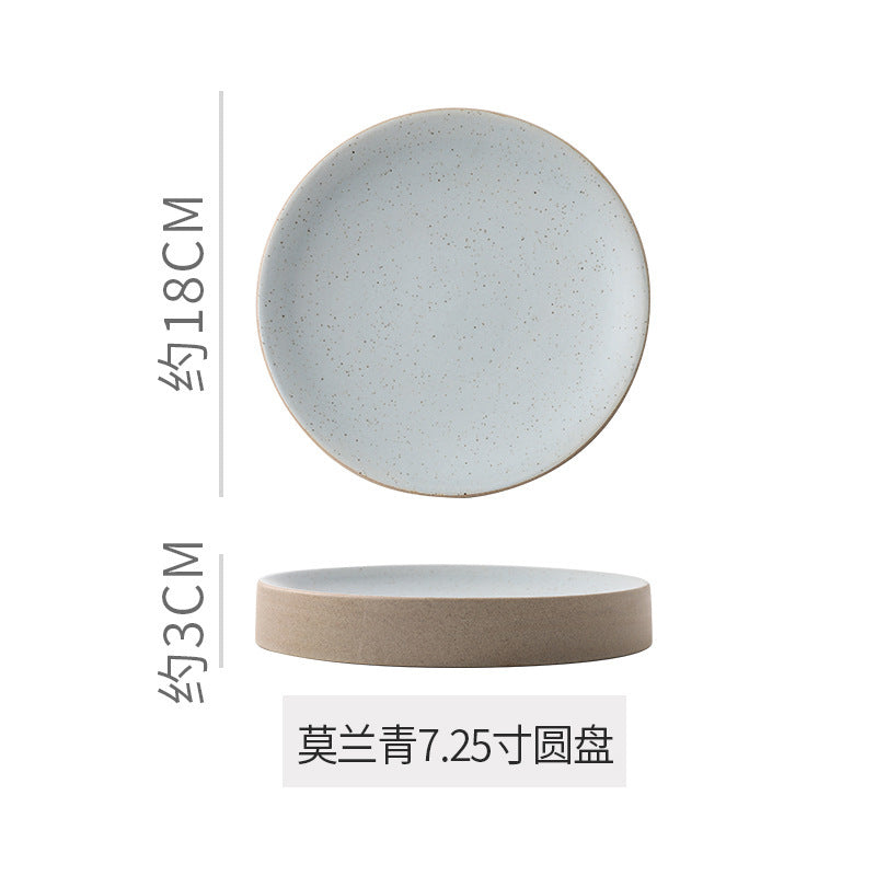 Stylish high-looking clay western food snack round plate restaurant hotel for home pastry dessert plate classy plate