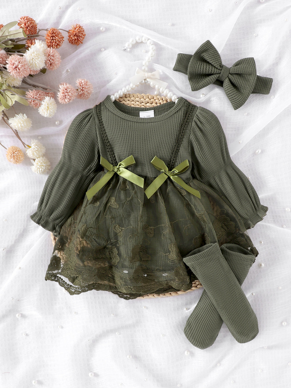 Children's clothing  cross-border european and american girls rose red long sleeves and socks