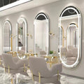 Minimalist barber shop mirror salon hair cutting dyeing perm hairdressing mirror table led lighted wall-mounted single-sided hairdressing mirror