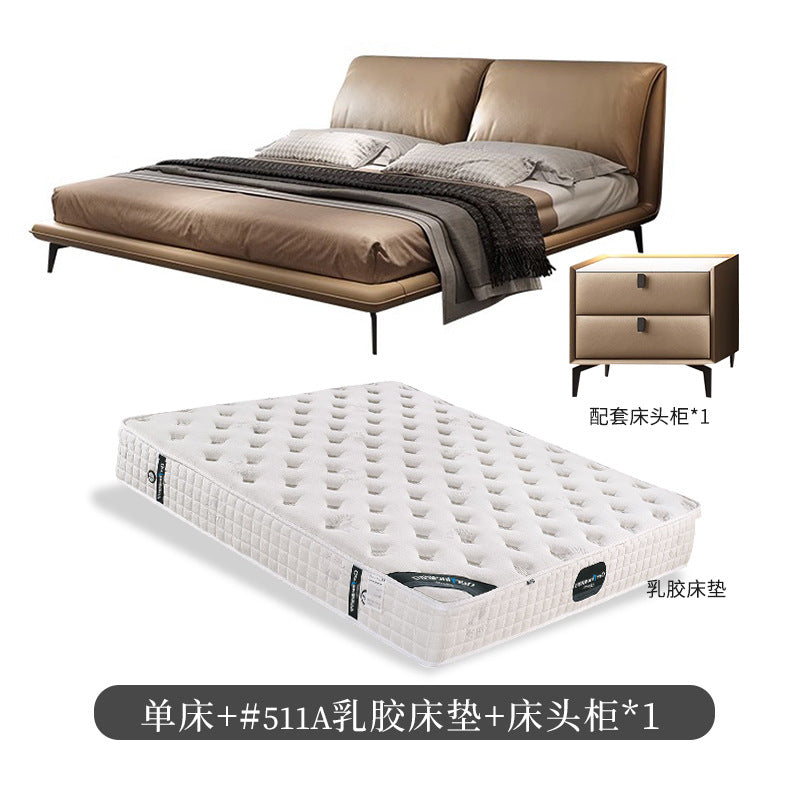 Italian light luxury modern casual small elephant ear bed master bedroom fabric double bed genuine leather wedding bed soft bag bed wholesale
