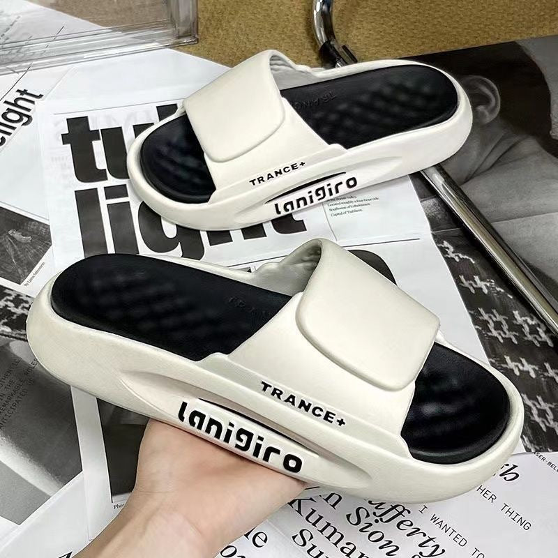 Slippers men's stepping on shit summer outwear home indoor slippers non-slip soft bottom couple bath abrasion resistant slippers women