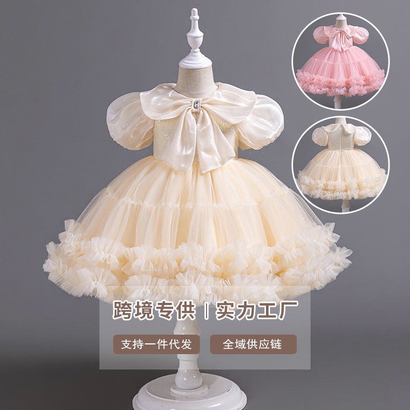 Yimingwei  kids first birthday full moon kids dress performance costume kids princess tutu skirt kidsdress