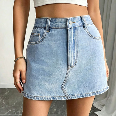 In-stock - 16030#  cross-border fashionable and versatile slim-fit women's denim skirt pants for us and european export