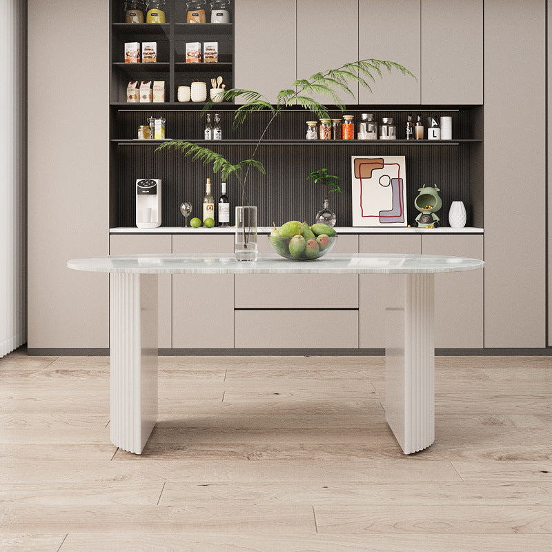Custom-made nordic cream style dining table, round wabi-sabi desk, vintage home designer office table