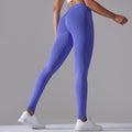 fashion seamless knitting breathable pure color cross waist peach hip yoga pants running fitness nine-point pants women