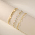 Fashion cross-border new arrival inlaid single zircon open bracelet glossy plain ring tennis chain bracelet multi-piece set of jewelry