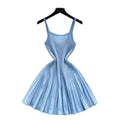 Elegant and chic camisole dress for women - autumn  collection: french retro, slimming, pleated, striped knit dress