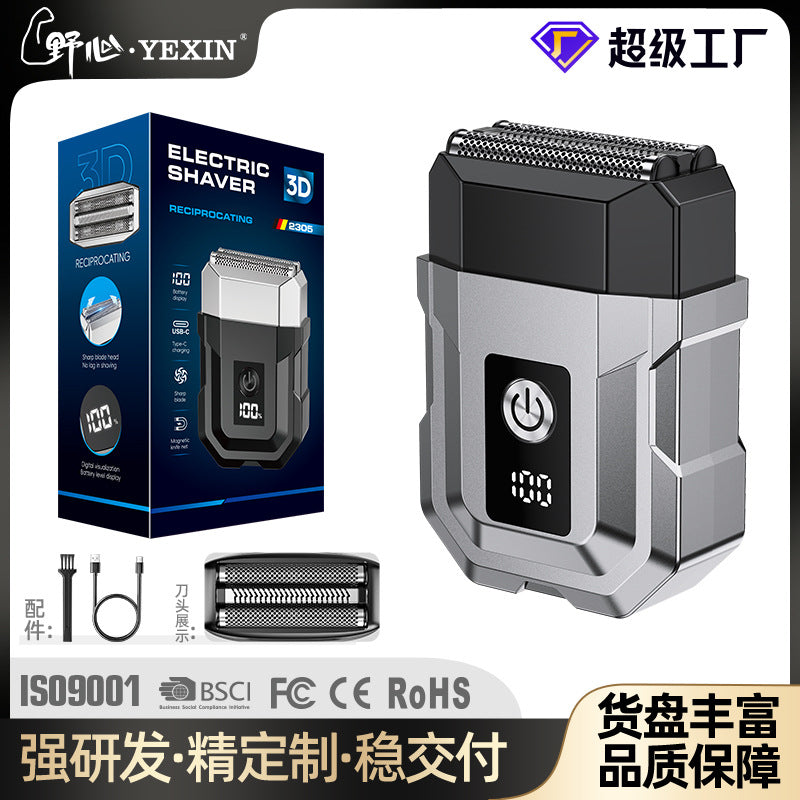 New triple-blade reciprocating shaver - portable, waterproof, men's beard trimmer, car electric razor