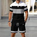 hot-selling men's polo shirt set, new summer two-piece casual short-sleeve and shorts set, dropshipping available