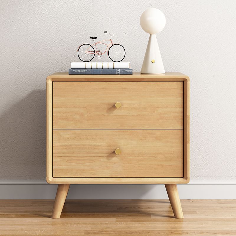 Solid wood nightstand bedside table - minimalist modern bedroom storage cabinet - compact japanese-style organizer for small spaces