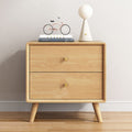 Solid wood nightstand bedside table - minimalist modern bedroom storage cabinet - compact japanese-style organizer for small spaces