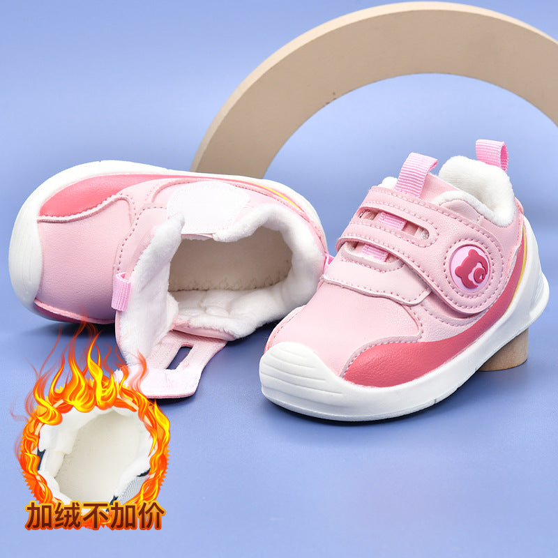 Toddler shoes for baby boys 0-1-3 years old, autumn/winter infant shoes for baby girls, soft sole children's shoes, fleece-lined and thickened cotton shoes
