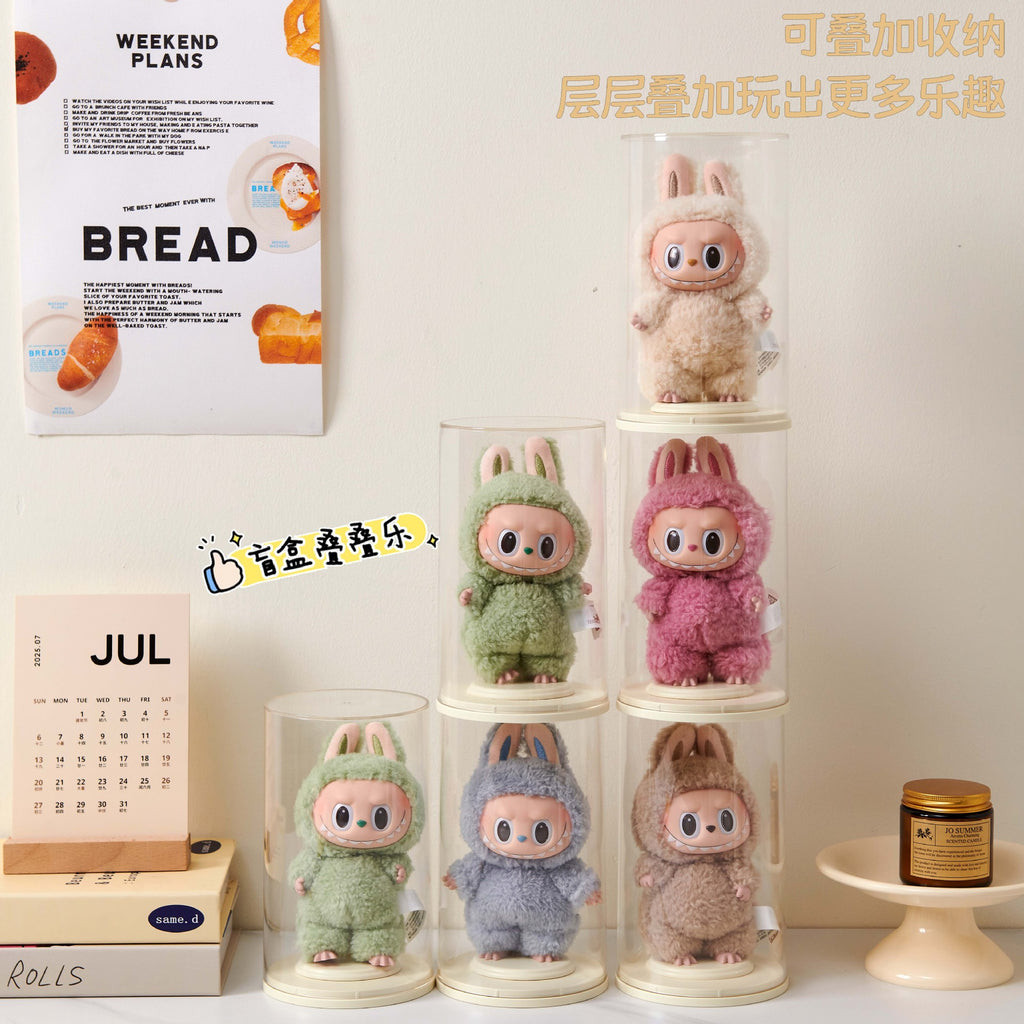 Labubu Display Box Acrylic POP MART Vinyl Cloth Plush Doll Blind Box Display Stand Storage