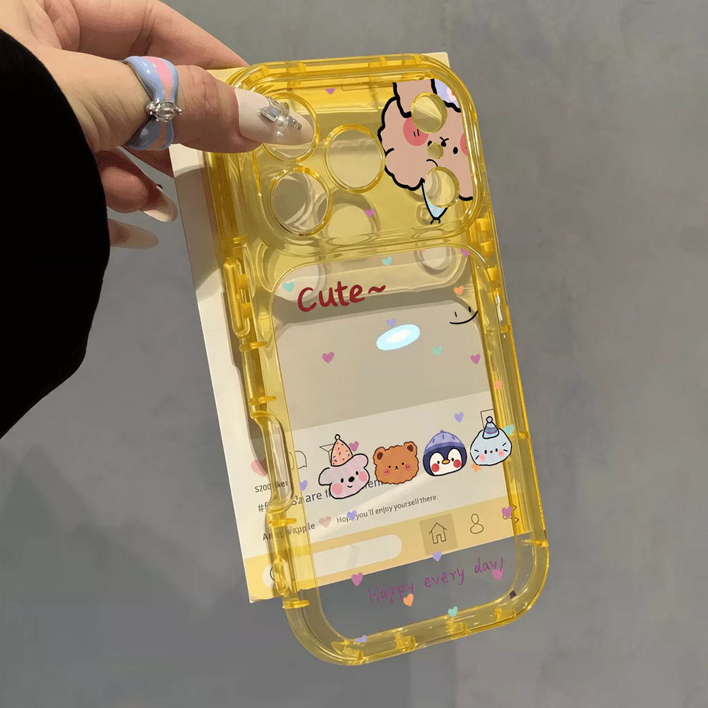 Suitable for iphone18 cartoon animal anti-fall mobile phone case apple 17promax transparent color heart cute hard case