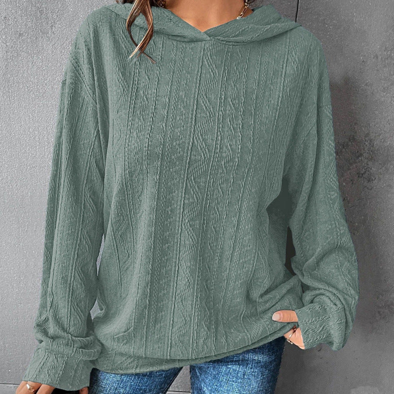 Shein independent station 1688  hot selling solid color drop shoulder hooded long sleeve sweatshirt