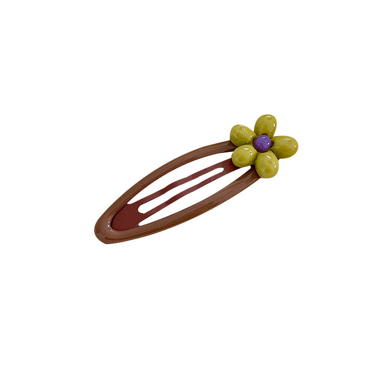 Cute contrast color flower hair clip bb clip for women 2026 new arrival side clip broken hair bangs clip classy hair clip hair accessories