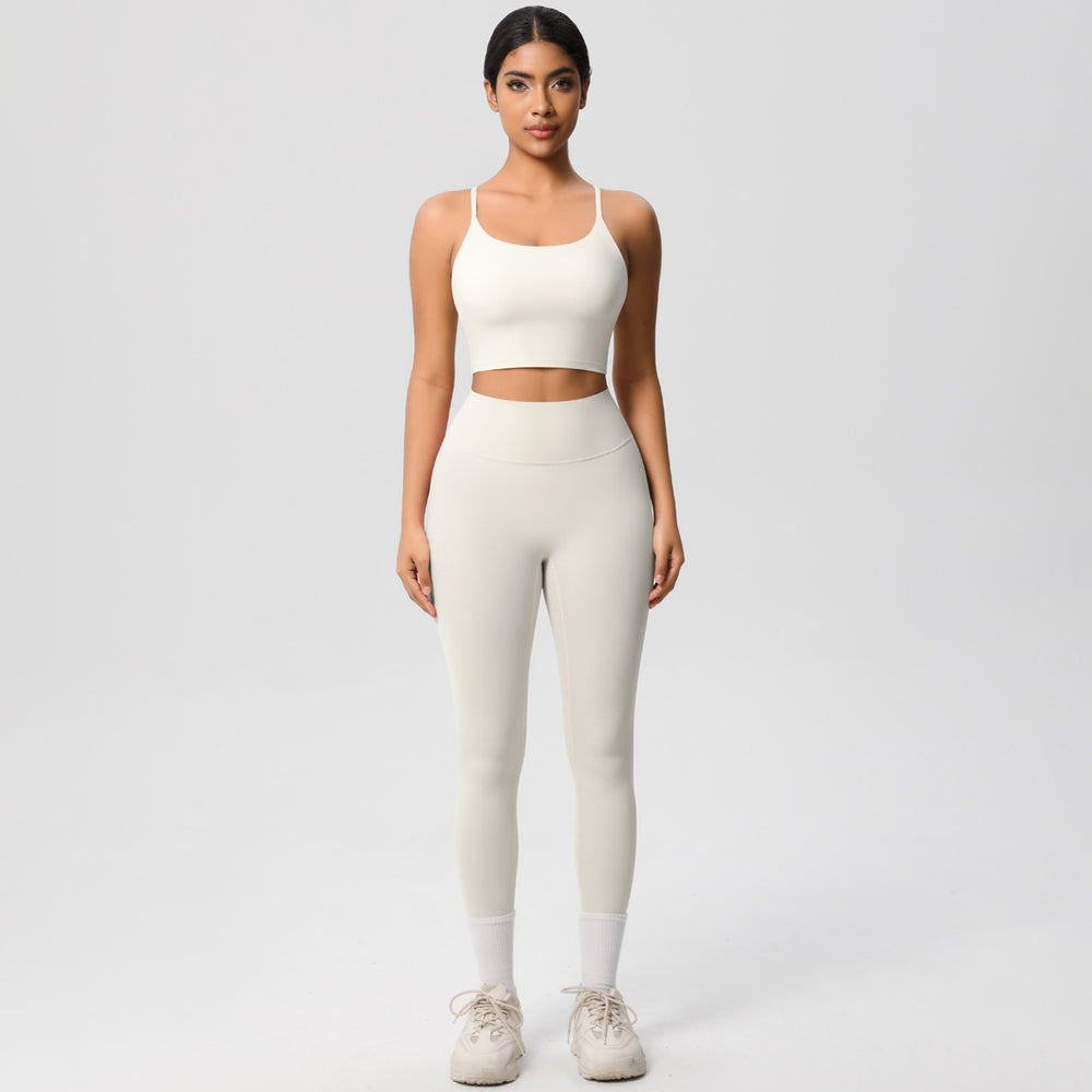 New cloud-feel tank top sports bra yoga set - quick-dry, compression fit, running & casual fitness two-piece outfit