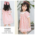 Summernew arrival shell lace collar kids princess dress baby girl summer floral girldress outing skirt