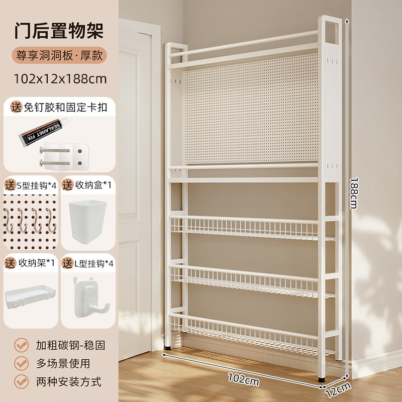 Behind the door shelf wrought iron ultra-thin bookshelf floor-to-ceiling children's simple extremely narrow crack wall wall hanging household storage cabinet