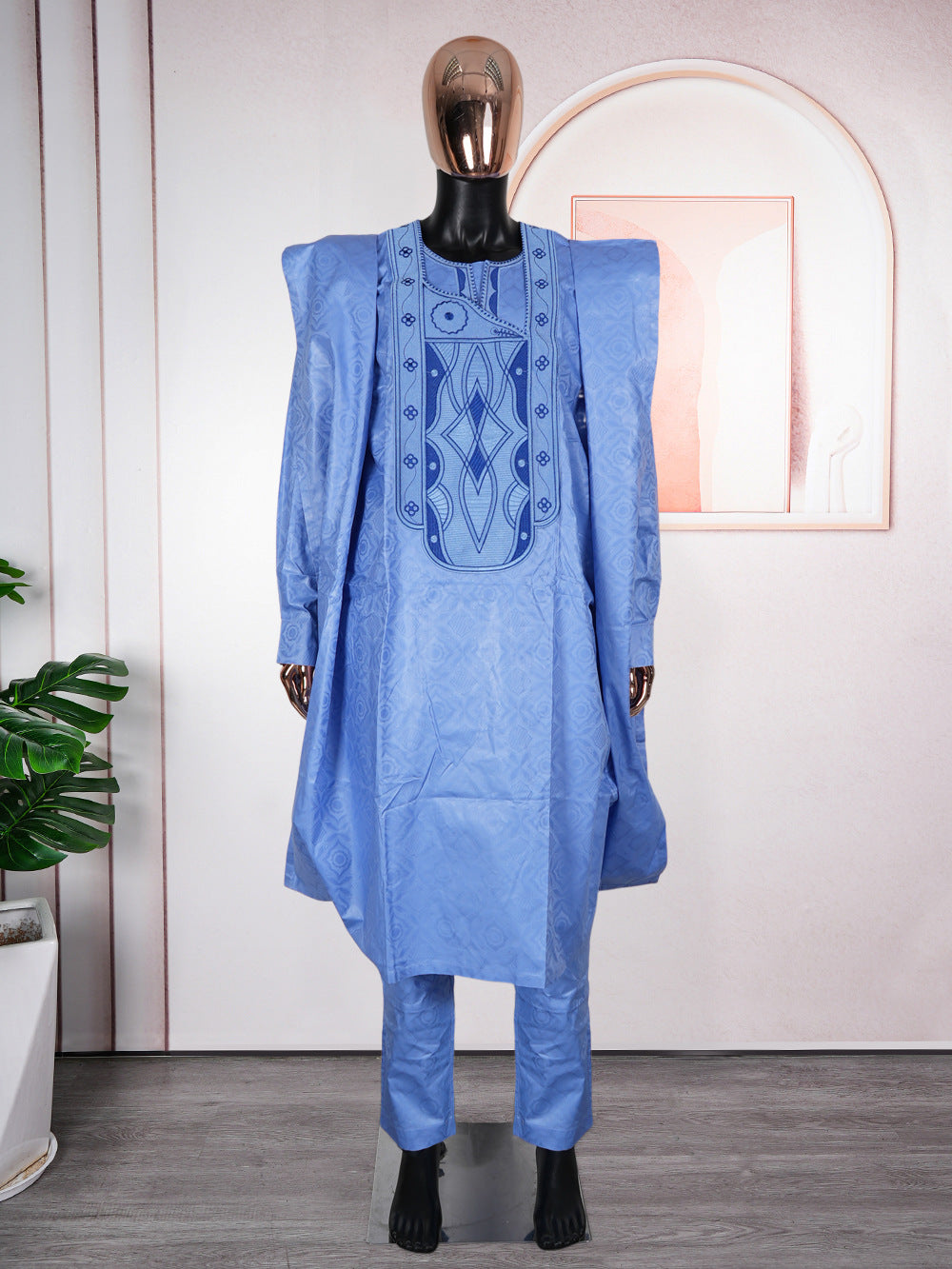 foreign trade fashion  couple wear plus size men's wear new jacquard cloth full craftsmanship scented three-piece suit