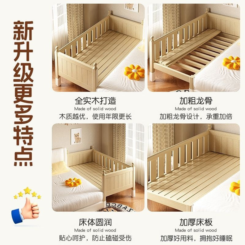 Kids bed patchwork boy big bed girl widened kids baby solid wood bedside crib guardrail crib