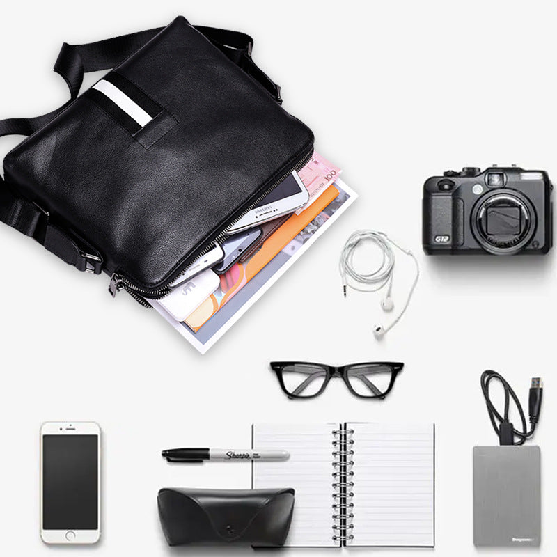 New leather men's bag versatile men's shoulder bag first layer cowhide men's satchel high sense large capacity messenger bag