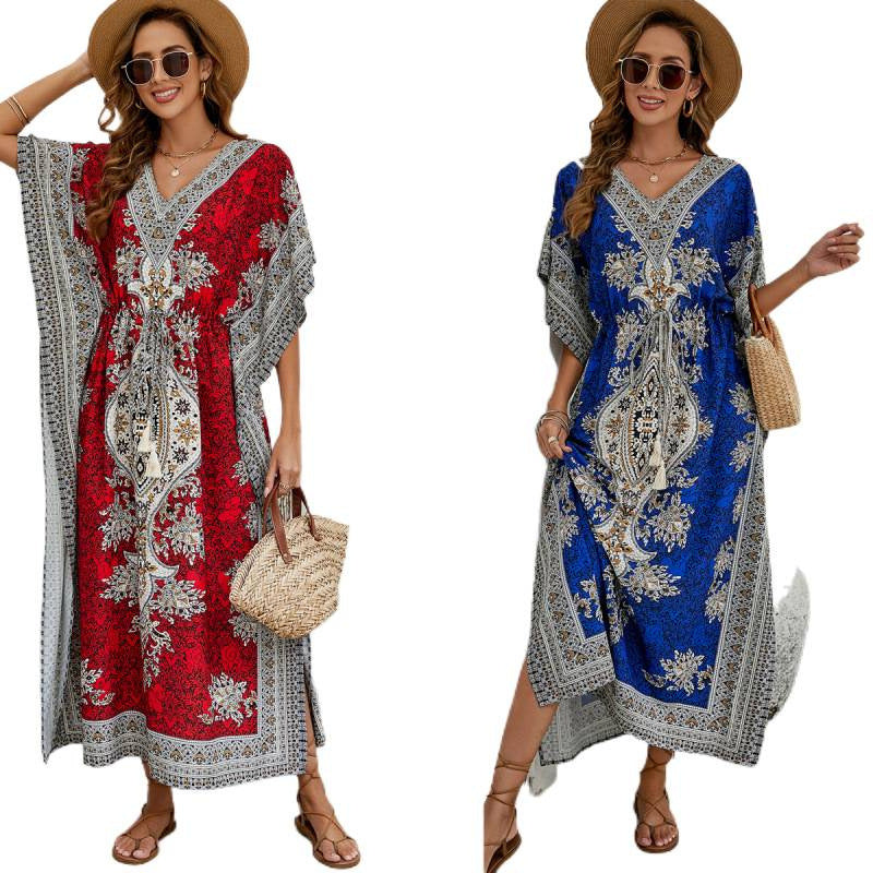 Sanya seaside vacation bohemia beach skirt exotic style loose bikini anti-scratch cover-up dress