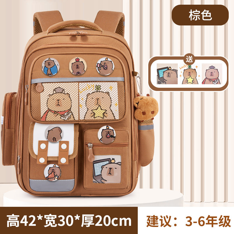 Kapibara new primary school bag, men's and women's 1-3-6 grades, light spine protection, large-capacity children's backpack
