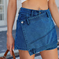 European and american cross-border women's summer  independent station washed irregular denim short skirt skirt hot girl culottes