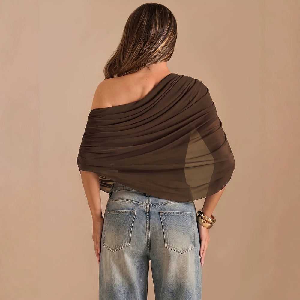 Ins style european and american cross-border women's fashion slim-fitting one-shoulder sleeveless pure color jumpsuit tops with sexy