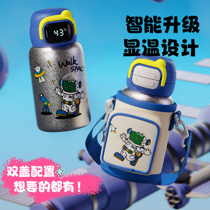 Pure titanium kids thermos cup with gift box, special water cup for primary school students, good-looking outdoor portable gift box straw cup